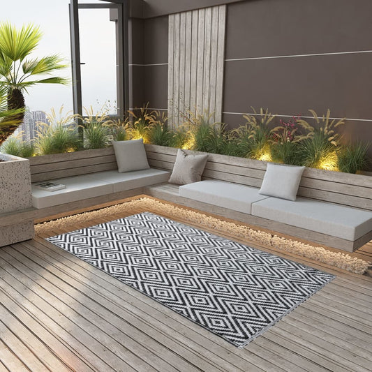 Berkfield Outdoor Carpet White and Black 190x290 cm PP