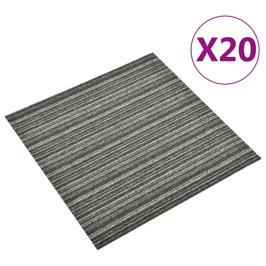 Berkfield Carpet Floor Tiles 20 pcs 5 må_ 50x50 cm Striped Anthracite