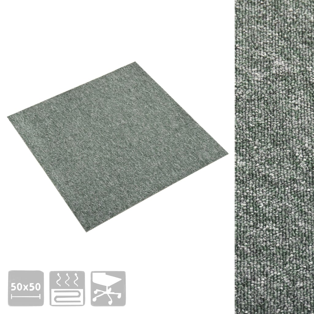 Berkfield Carpet Floor Tiles 20 pcs 5 m�__ 50x50 cm Green