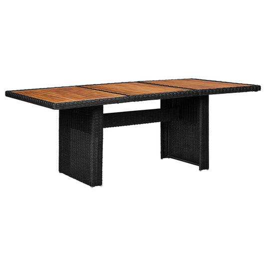 Berkfield Garden Dining Table Black 200x100x74 cm Poly Rattan