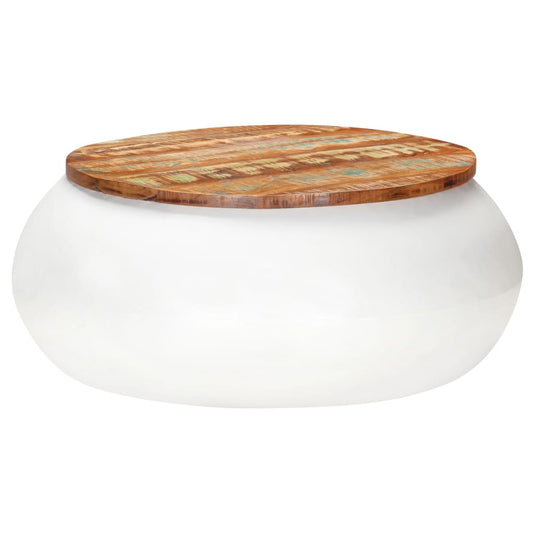 Berkfield Coffee Table White 68x68x30 cm Solid Reclaimed Wood