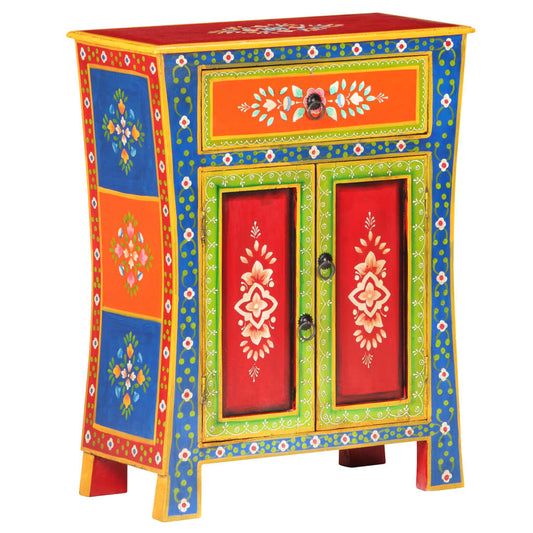 Berkfield Hand Painted Sideboard 60x30x75 cm Solid Mango Wood