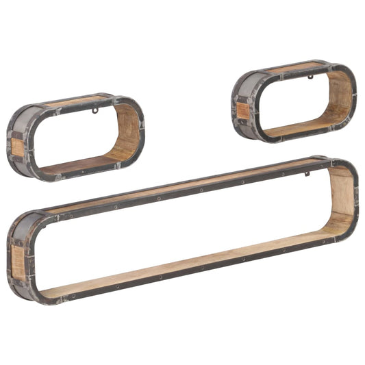 Berkfield 3 Piece Wall Shelf Set Solid Mango Wood