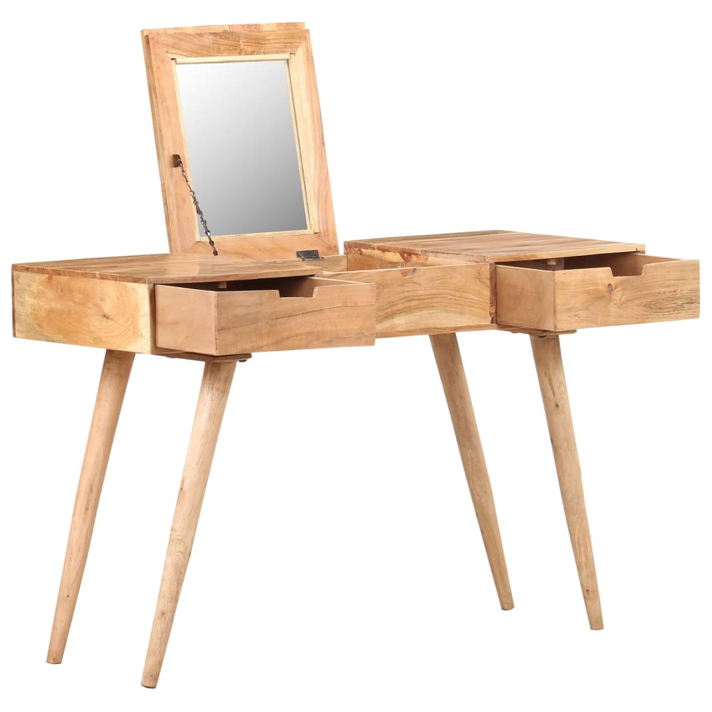 Berkfield Dressing Table with Mirror 112x45x76 cm Solid Acacia Wood