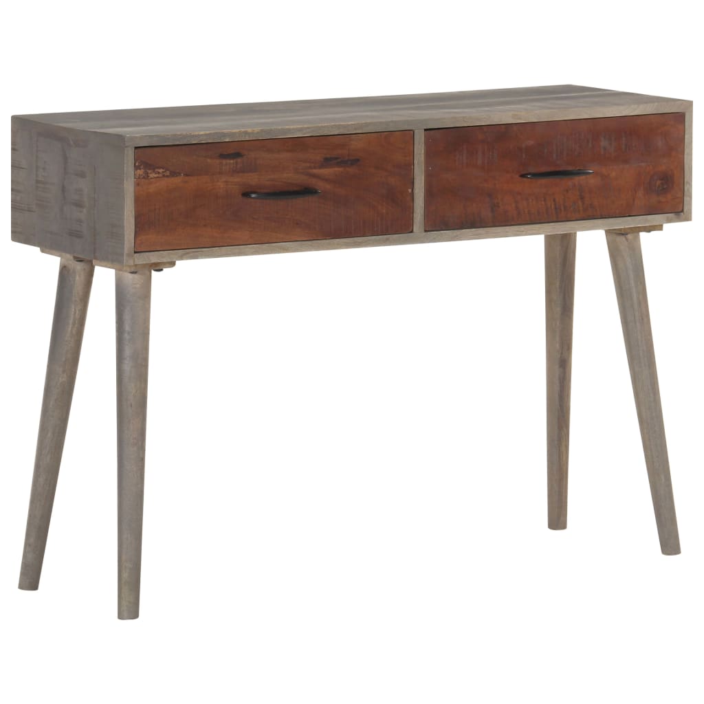 Berkfield Console Table Grey 110x35x75 cm Solid Rough Mango Wood
