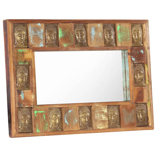 Berkfield Mirror with Buddha Cladding 80x50 cm Solid Reclaimed Wood
