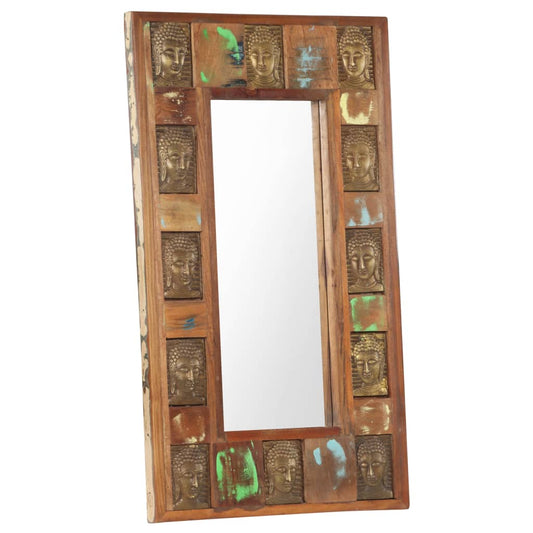Berkfield Mirror with Buddha Cladding 50x80 cm Solid Reclaimed Wood