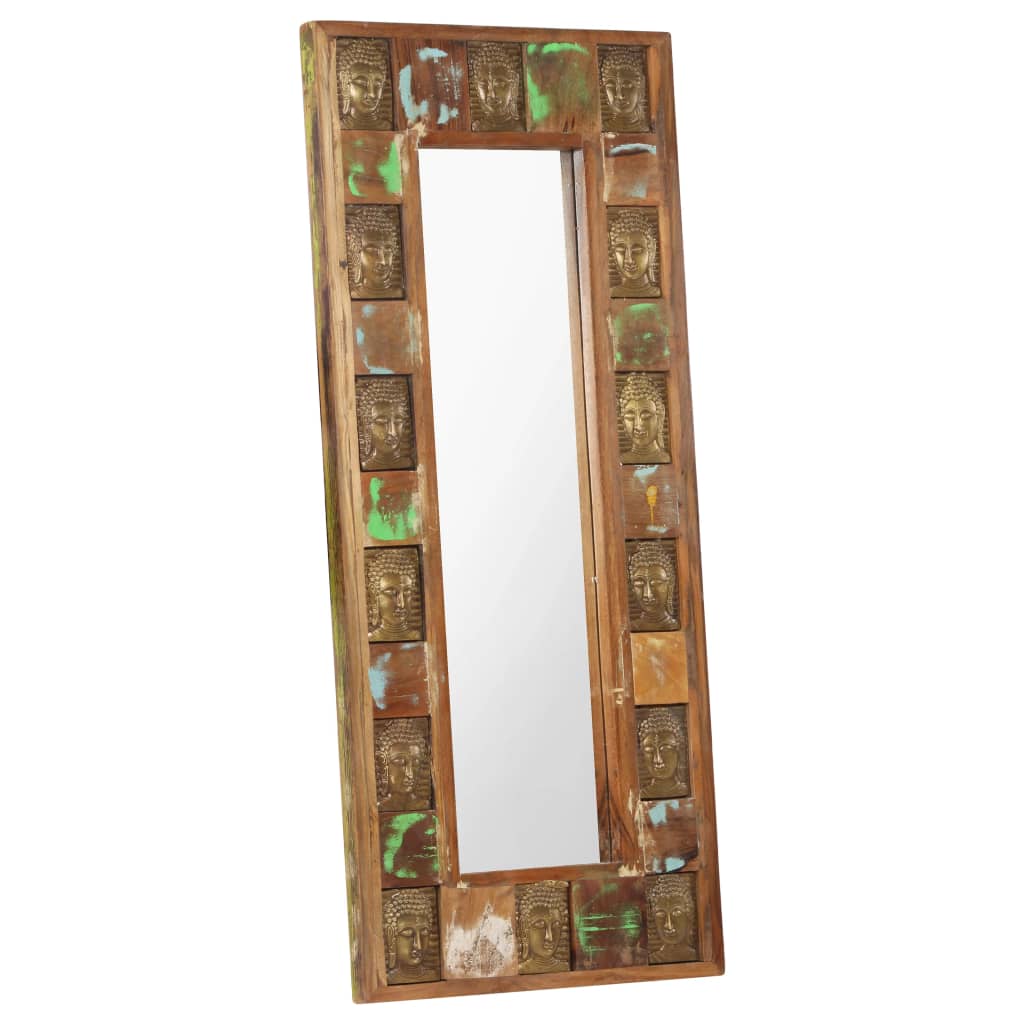 Berkfield Mirror with Buddha Cladding 50x110 cm Solid Reclaimed Wood