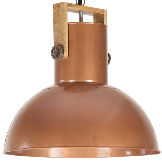 Berkfield Industrial Hanging Lamp 25 W Copper Round Mango Wood 52 cm E27