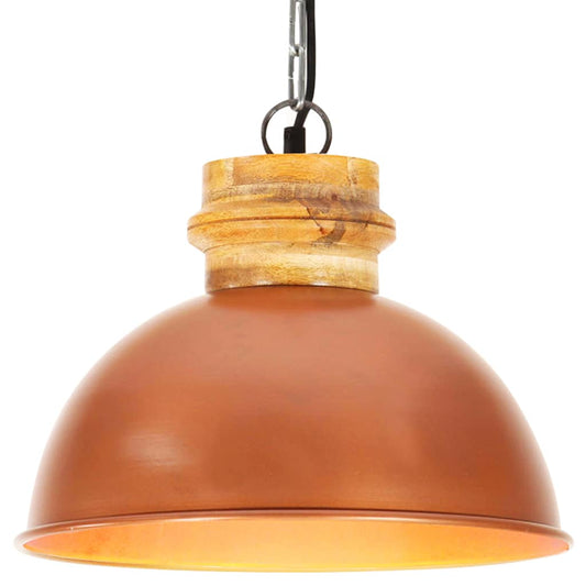 Berkfield Industrial Hanging Lamp Copper Round 32 cm E27 Solid Mango Wood
