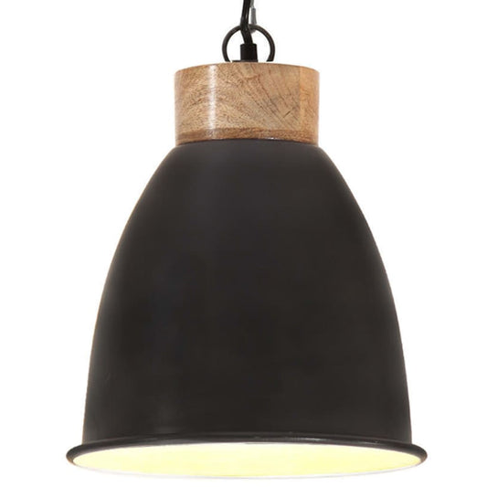 Berkfield Industrial Hanging Lamp Black Iron & Solid Wood 23 cm E27