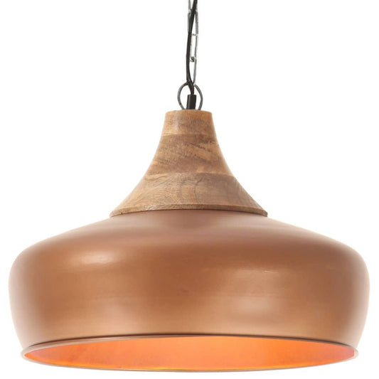 Berkfield Industrial Hanging Lamp Copper Iron & Solid Wood 35 cm E27