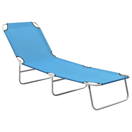Berkfield Folding Sun Lounger Steel and Fabric Turquoise Blue