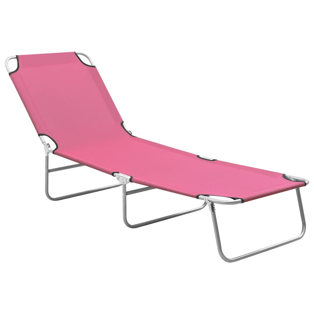 Berkfield Folding Sun Lounger Steel and Fabric Pink