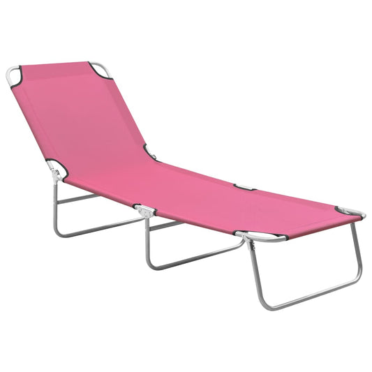 Berkfield Folding Sun Lounger Steel and Fabric Pink