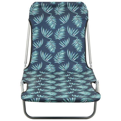 Berkfield Folding Sun Loungers 2 pcs Steel and Fabric Leaf Pattern