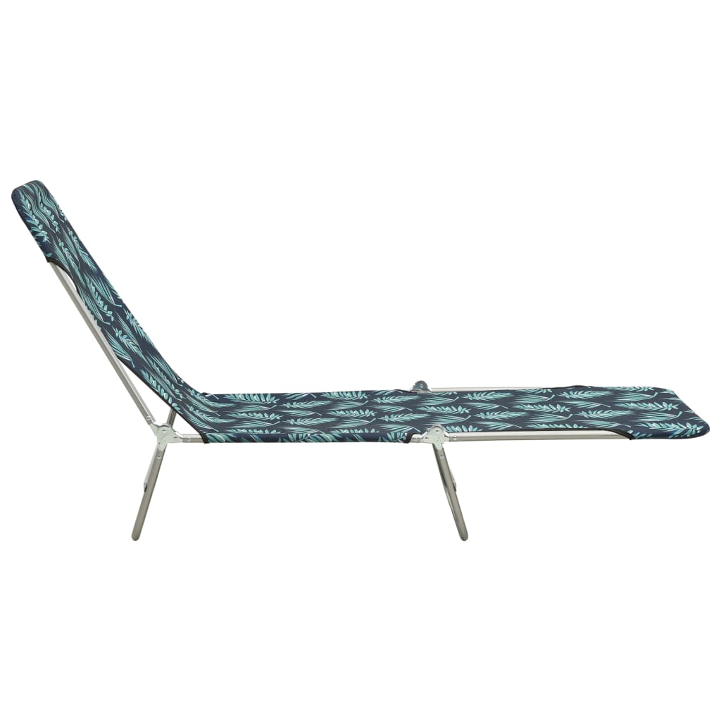 Berkfield Folding Sun Loungers 2 pcs Steel and Fabric Leaf Pattern