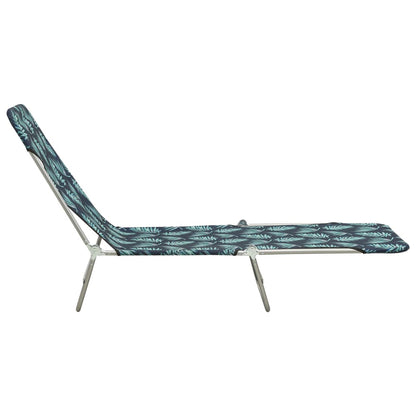 Berkfield Folding Sun Loungers 2 pcs Steel and Fabric Leaf Pattern
