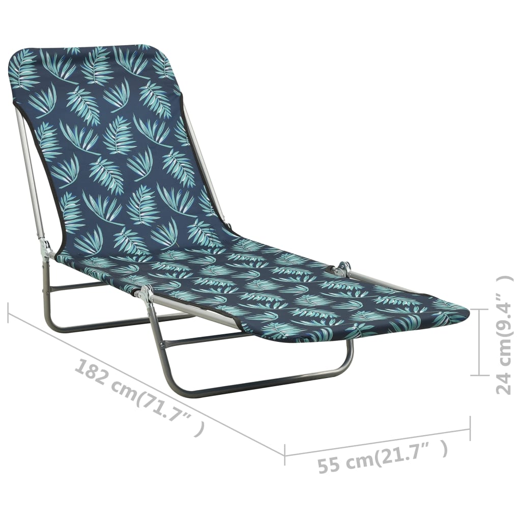 Berkfield Folding Sun Loungers 2 pcs Steel and Fabric Leaf Pattern