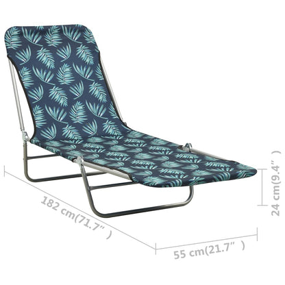 Berkfield Folding Sun Loungers 2 pcs Steel and Fabric Leaf Pattern