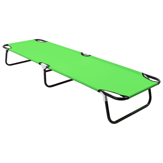 Berkfield Folding Sun Lounger Steel Green