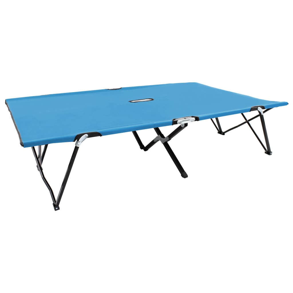 Berkfield Two Person Folding Sun Lounger Blue Steel