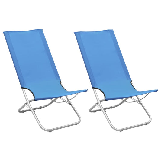 Berkfield Folding Beach Chairs 2 pcs Blue Fabric