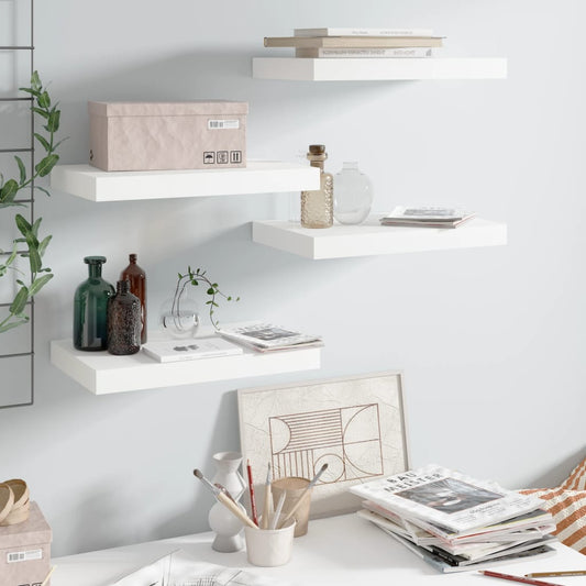 Berkfield Floating Wall Shelves 4 pcs High Gloss White 40x23x3.8 cm MDF