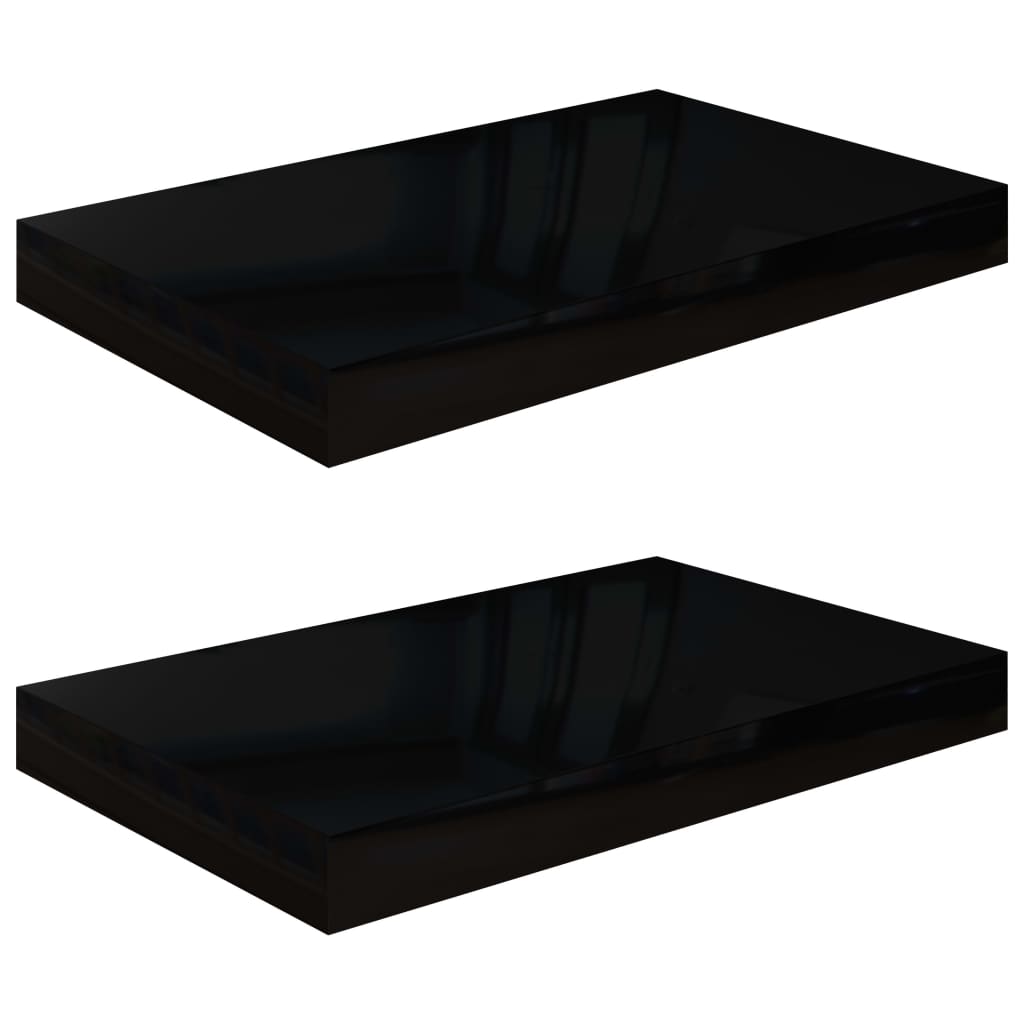 Berkfield Floating Wall Shelves 2 pcs High Gloss Black 40x23x3.8 cm MDF