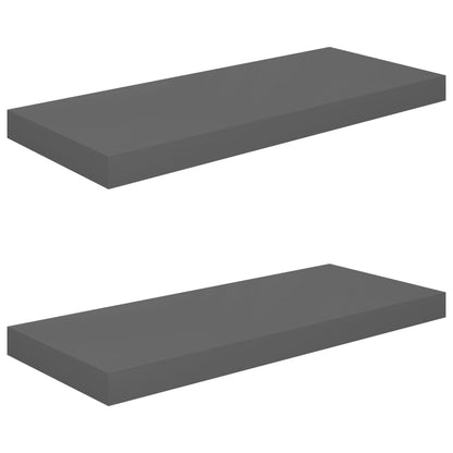 Berkfield Floating Wall Shelves 2 pcs High Gloss Grey 60x23.5x3.8 cm MDF