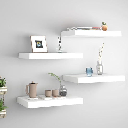 Berkfield Floating Wall Shelves 4 pcs White 40x23x3.8 cm MDF