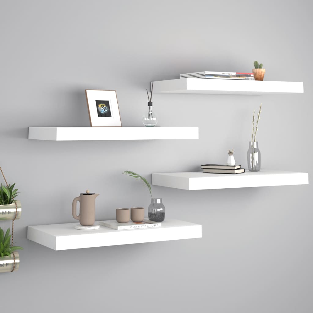 Berkfield Floating Wall Shelves 4 pcs White 50x23x3.8 cm MDF