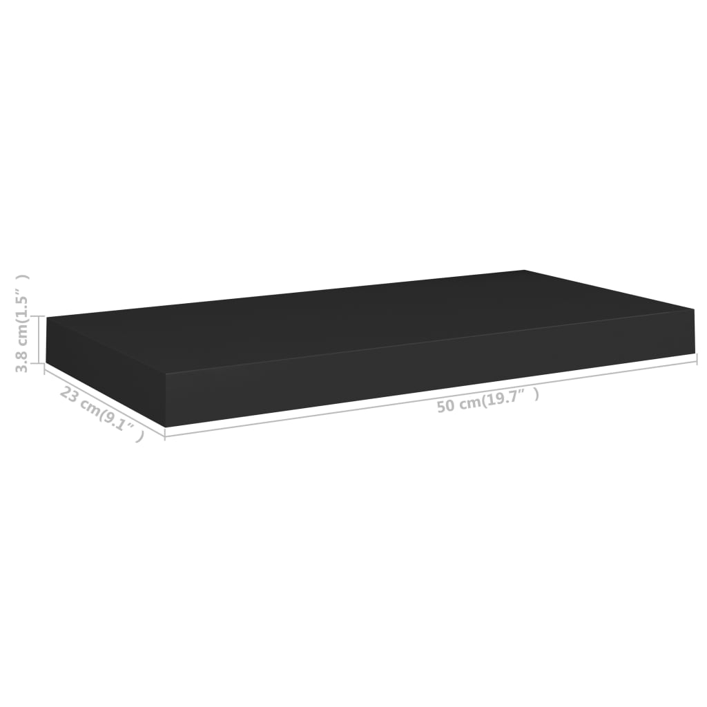 Berkfield Floating Wall Shelf Black 50x23x3.8 cm MDF