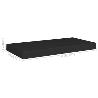 Berkfield Floating Wall Shelf Black 50x23x3.8 cm MDF