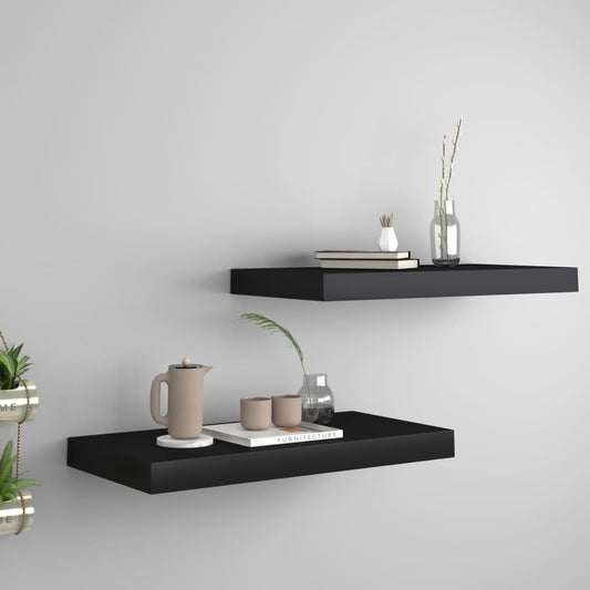 Berkfield Floating Wall Shelves 2 pcs Black 50x23x3.8 cm MDF