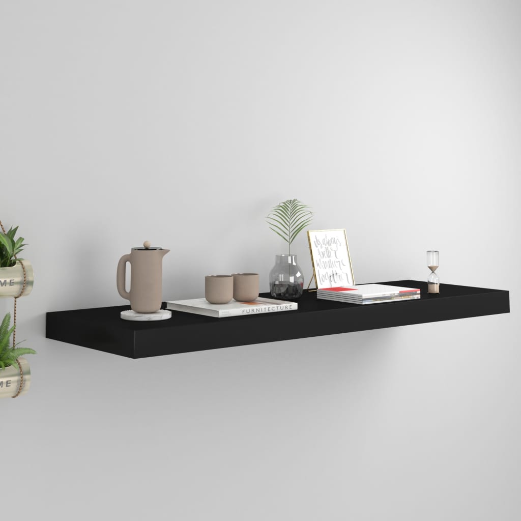 Berkfield Floating Wall Shelf Black 80x23.5x3.8 cm MDF
