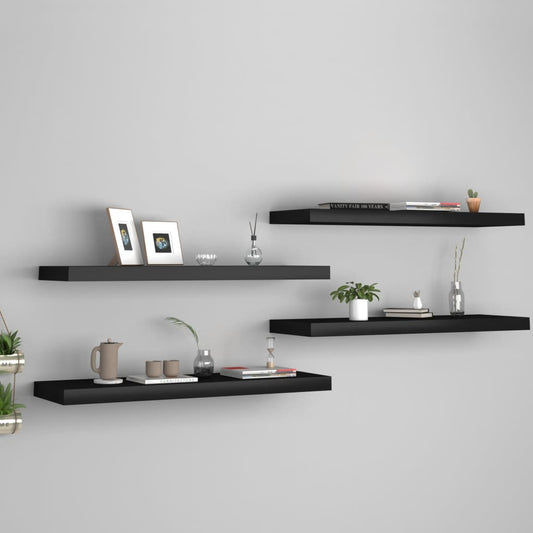 Berkfield Floating Wall Shelves 4 pcs Black 80x23.5x3.8 cm MDF