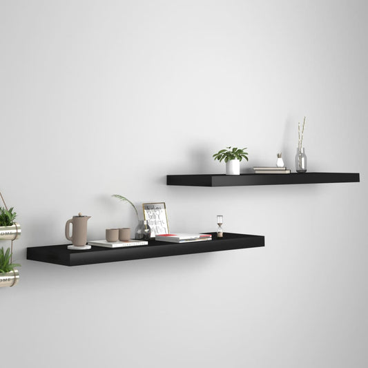 Berkfield Floating Wall Shelves 2 pcs Black 90x23.5x3.8 cm MDF