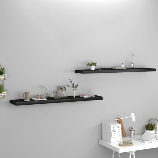 Berkfield Floating Wall Shelves 2 pcs Black 120x23.5x3.8 cm MDF