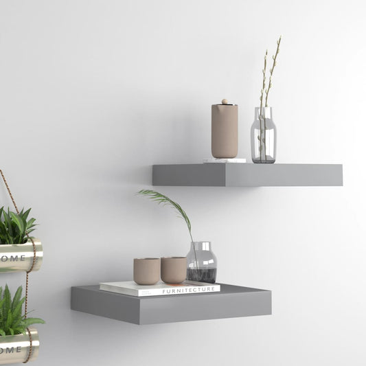 Berkfield Floating Wall Shelves 2 pcs Grey 23x23.5x3.8 cm MDF