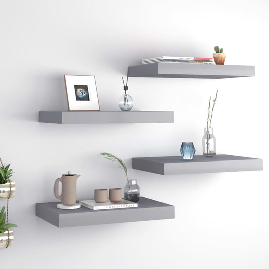 Berkfield Floating Wall Shelves 4 pcs Grey 40x23x3.8 cm MDF