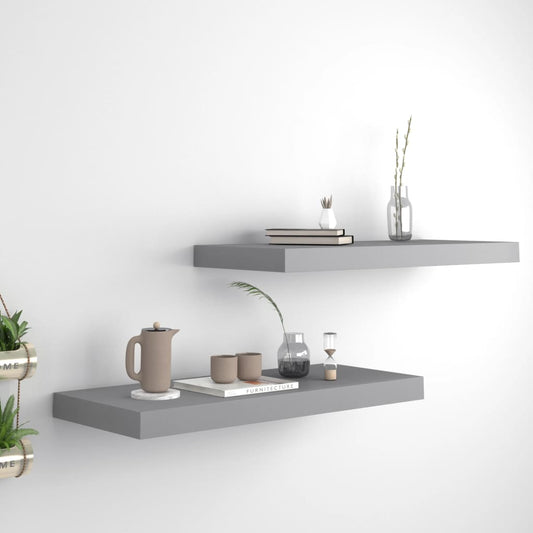 Berkfield Floating Wall Shelves 2 pcs Grey 60x23.5x3.8 cm MDF