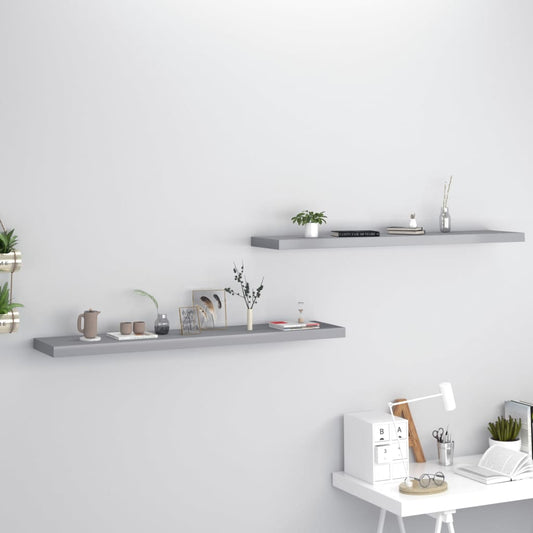 Berkfield Floating Wall Shelves 2 pcs Grey 120x23.5x3.8 cm MDF