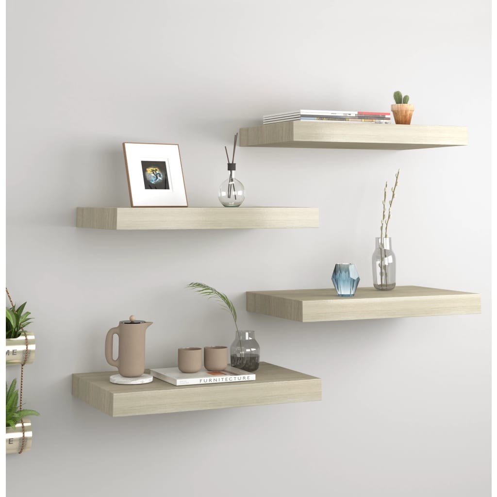 Berkfield Floating Wall Shelves 4 pcs Oak 40x23x3.8 cm MDF