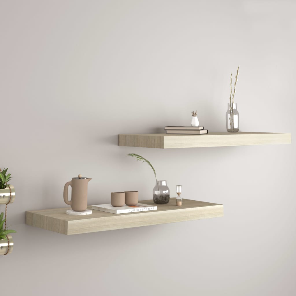 Berkfield Floating Wall Shelves 2 pcs Oak 60x23.5x3.8 cm MDF