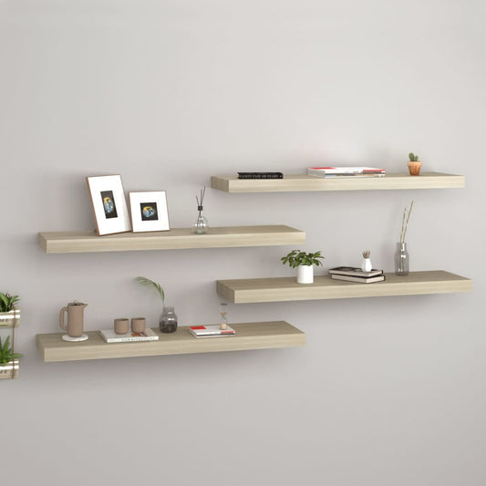 Berkfield Floating Wall Shelves 4 pcs Oak 80x23.5x3.8 cm MDF