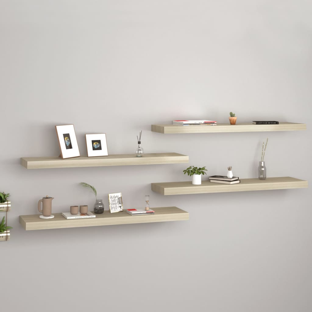 Berkfield Floating Wall Shelves 4 pcs Oak 90x23.5x3.8 cm MDF