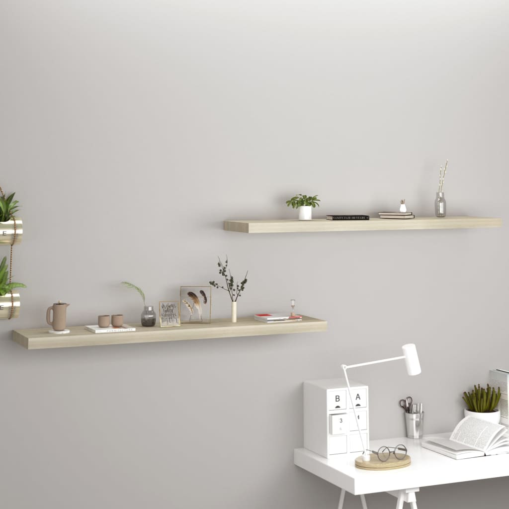 Berkfield Floating Wall Shelves 2 pcs Oak 120x23.5x3.8 cm MDF