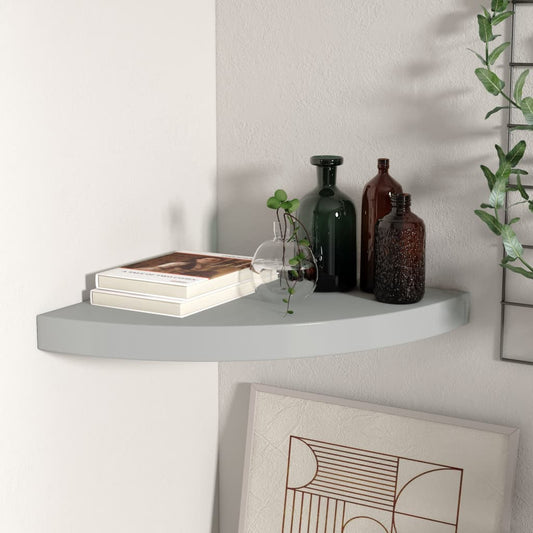 Berkfield Floating Corner Shelf Grey 35x35x3.8 cm MDF