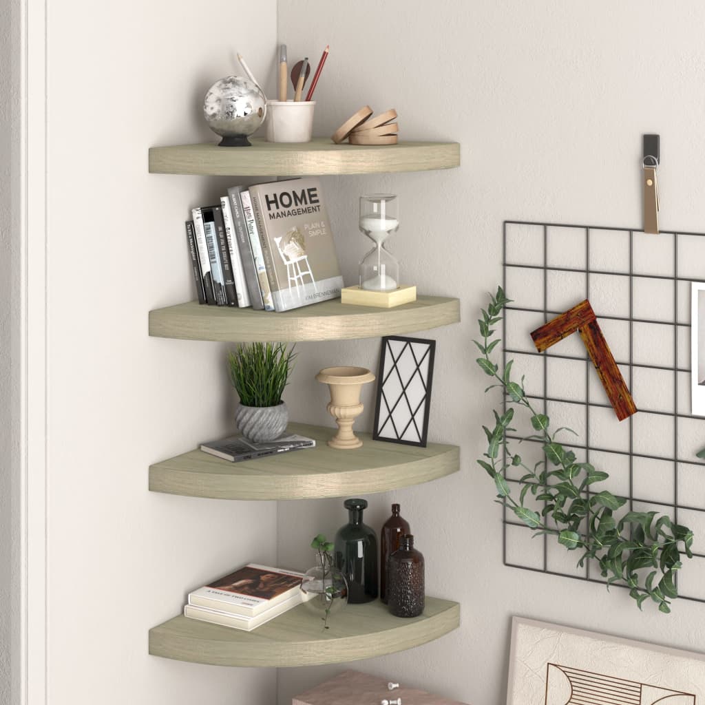 Berkfield Floating Corner Shelves 4 pcs Oak 35x35x3.8 cm MDF